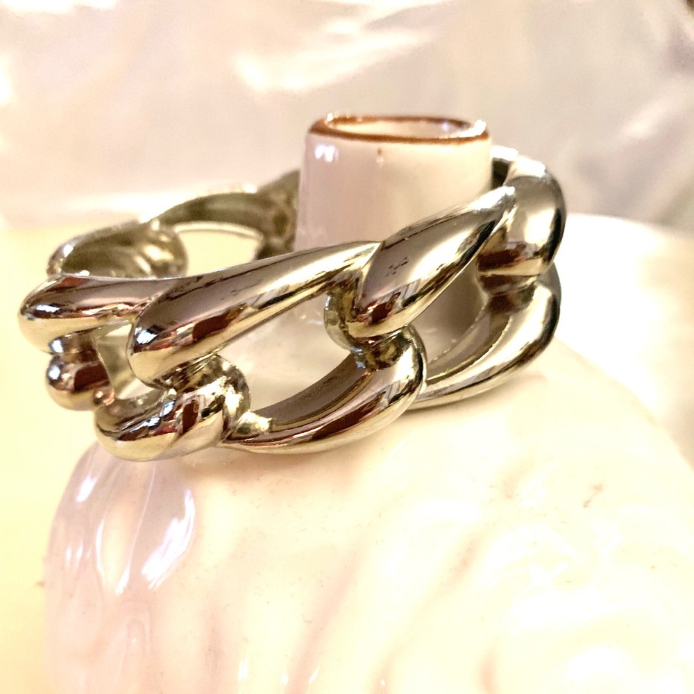 Chunky Silver Bangle Bracelet